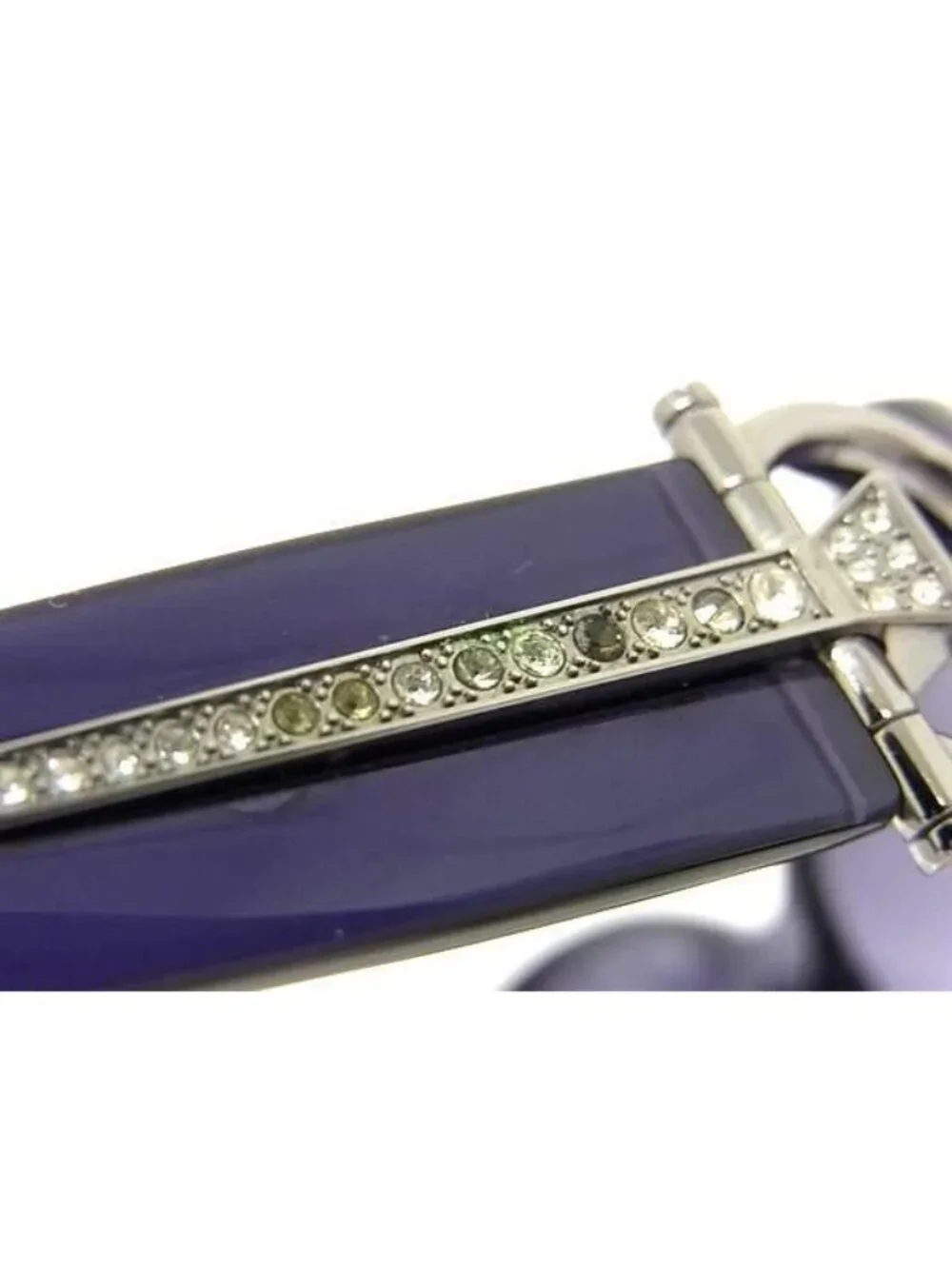 Gucci Sunglasses S Purple Lens Clear Gradation Acetate Rhinestone Eyewear
